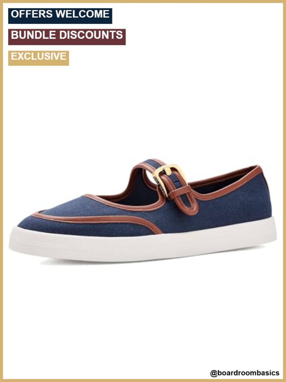 Leather Canvas Ballet Flats Round Toe Pull-On Women's Shoes